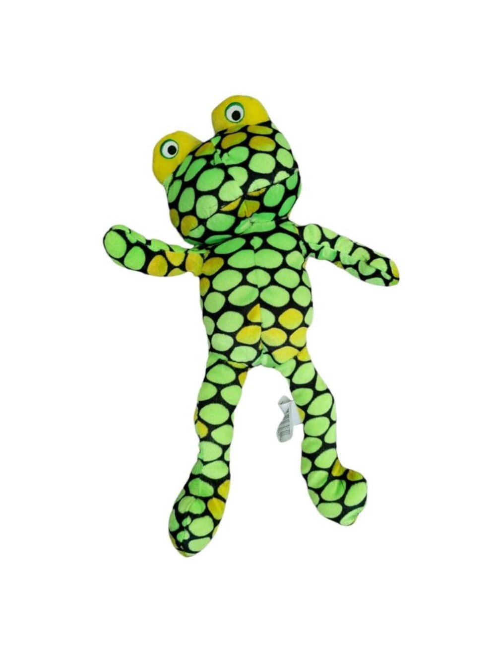 Kellytoy Frog 16 in Plush Spotted Toad Green Yellow Long Legs Stuffed Animal Toy